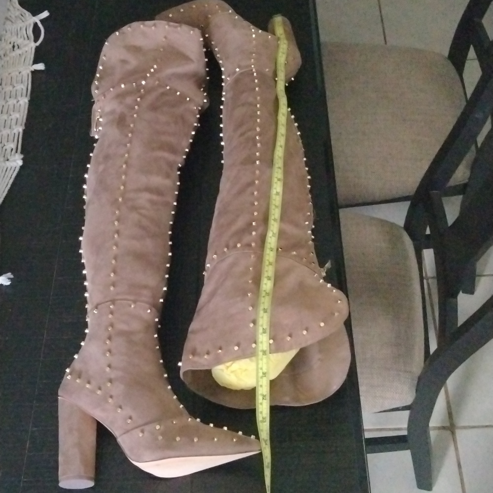 VENUS OVER THE KNEE GOLD STUDDS SUEDE BOOTS